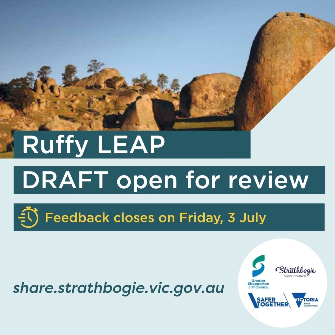 Social media tile promoting Ruffy LEAP draft open for feedback